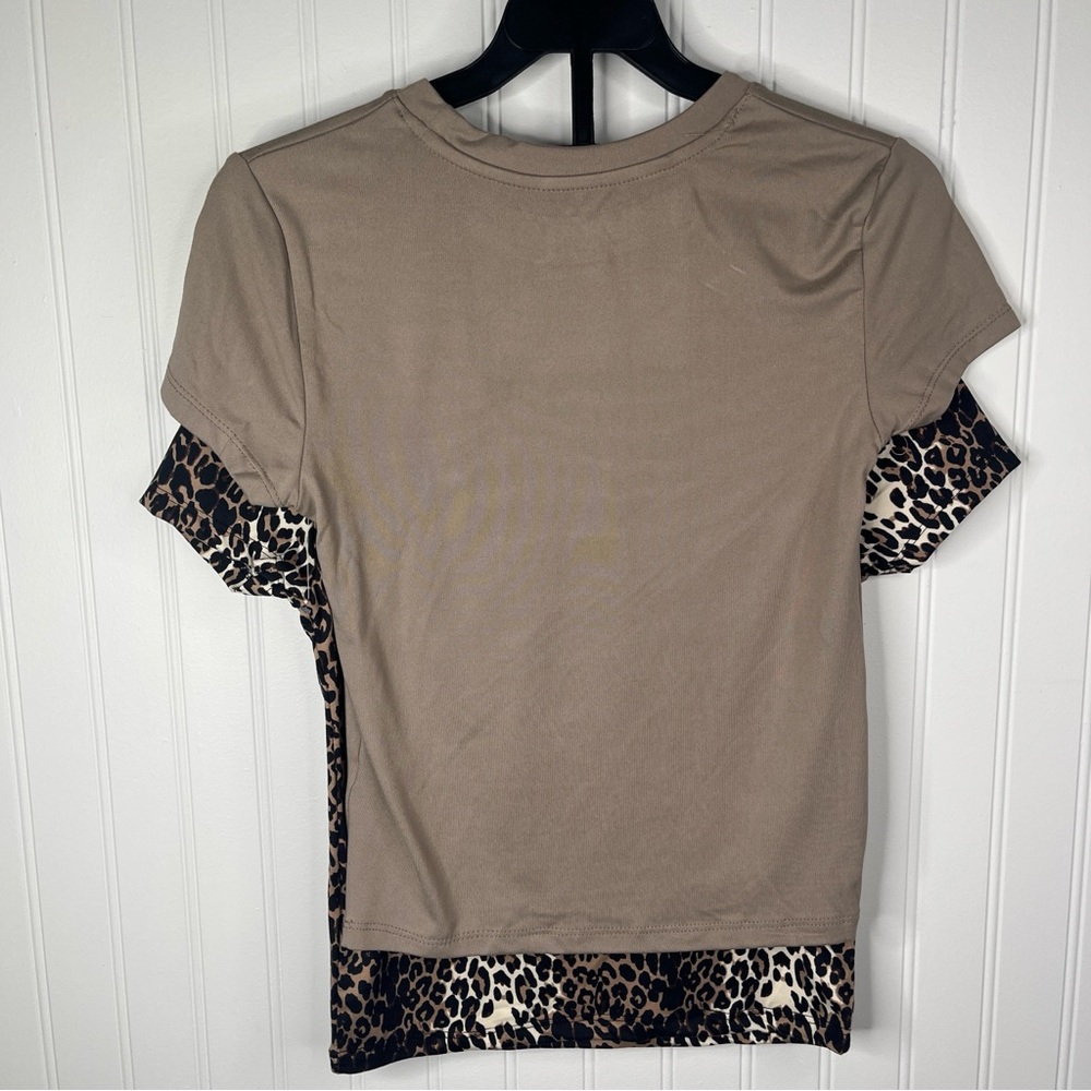 Splash Baby Tee Set 2 Soft Shirts Leopard Print Short Sleeve Tee Brown Tan Top - Picture 5 of 5